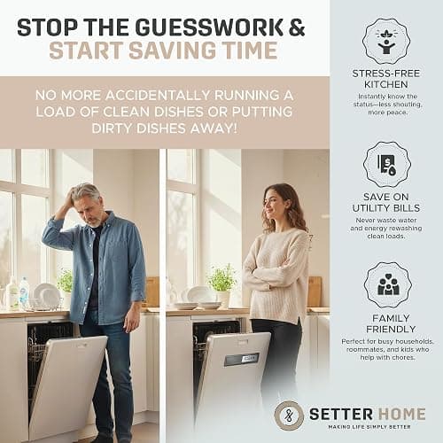 Clean dirty magnet for dishwasher, Premium Stainless Steel Black Clean Dirty Sign Indicator - Grade 304 Clean Dirty Magnet for Dishwasher, Black & White, Easy to Read with Extra Adhesive Tape - Kitchen Organizer thumbnail 3
