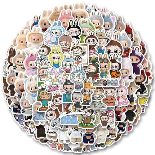 100pcs Labubu Cartoon Stickers GMVAESKY for Water Bottle Luggage, Motorcycle, Skateboard Helmet, Refrigerator, Bicycle Sticker - Image 1