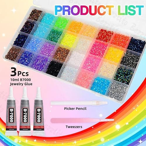 35000Pcs 3MM Colors Flatback Jelly Resin Rhinestones for Bedazzling, Bedazzler Kit with Rhinestones Crystal Gems, Colorful Gems Bedazzling for Crafting DIY Face Makeup Crafts Tumblers thumbnail 3