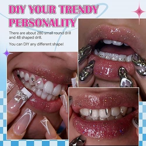 WATRZ 380 pcs Teeth Gem Kit,Tooth Diamonds Gems Kit for Teeth DIY Crystals Teeth Jewelry Kit for Girls Y2K Crystal AB Rhinestones Butterfly Love Star Multiple Styles for Boys Harmless Fashionable thumbnail 4