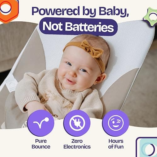ComfyBumpy Portable Baby Bouncer, Organic Cotton, 3-Position Recline | Breathable Mesh Sides, 8-20 lbs Babies, Foldable Design, 3-Point Harness, Travel Carry Case (Taupe) thumbnail 4