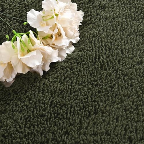 Softlife Fluffy Rugs for Bedroom, Shag Cute Area Rug for Girls/Boys and Kids Baby Room Home Decor, 2.6 x 5.3 Feet Oval Indoor Carpet for Nursery Dorm Living Room, Olive Green thumbnail 6