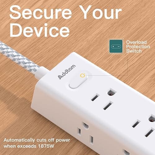 Surge Protector Power Strip - 10 FT Extension Cord, Power Strip with 12 Widely AC Outlet 4 USB, Flat Plug Wall Mount Overload Protection, 1050J, Desk Charging Station for Home Office, ETL Listed,White thumbnail 7