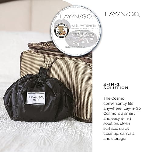 Lay-n-Go Cosmo Drawstring Cosmetic & Makeup Bag Organizer - Portable Drawstring Bag w/Zipper Pocket, Makeup Loops & More - Durable, Machine Washable Toiletry Bag for Travel (20", Black) - Black - 20 Inch thumbnail 8