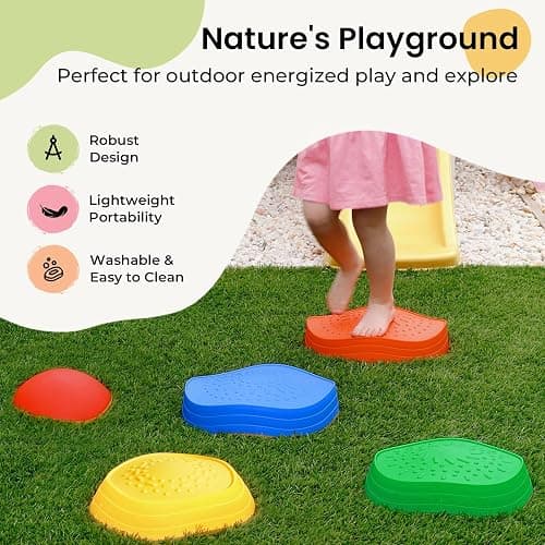 Tiny Land Stepping Stones for Kids, 5pcs Non-Slip Toddler Stepping Stones, Sensory Stepping Stones for Promoting Toddler's Balance & Coordination Skills, Stepping Stones for Toddlers 3-5 thumbnail 4