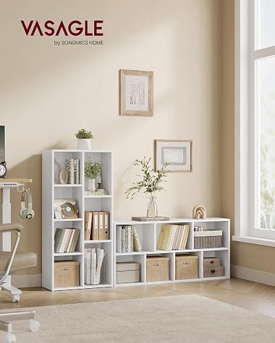 VASAGLE Bookshelf, 7 Cubes Storage Organizer, 19.7 x 9.4 x 41.7 Inches | Storage Shelf, for Living Room, Home Office, Dining Room, Cloud White, CUSTOS Collection ULBC27WT thumbnail 2