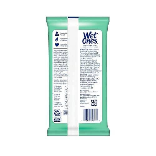Wet Ones Sensitive Skin Hands and Face Wipes, 20 Count Travel Pack (Pack of 10) - Hand Wipes thumbnail 6