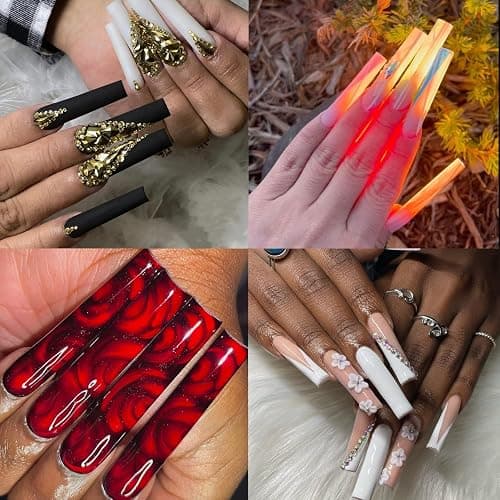 UNA GELLA Nail Tips Square XXL Tips 120 PCS No C Curve Gel Tips Extra Long Square Straight Nails Half Fake Nail Tips No Trace for Acrylic Nails Tips for Home DIY with Box thumbnail 2