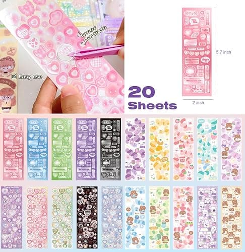 JIEADJIE Kpop Photocard Holder Book Set A5 Binder Photocard Album 6 Ring, Suit for 200 Cards 3 Inch Photo,with 50 Pcs Laser Flashing Card Sleeves,with 20 Sheets Stickers Cute Decor Stickers (Star 2) thumbnail 4