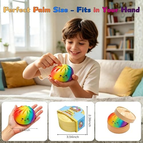 Glitter Dumpling Squishy Box Bulk,4Inch Surprise Dumpling Squishy Stress Ball,Squishy Bun,Random 14 Colors Mystery Gift Box for Adult Classroom Prizes Party Favor (random-6pcs-A) thumbnail 3
