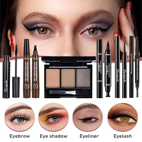 All In One Makeup Kit, Travel Makeup Kit, Makeup Gift Set, Makeup Kit for Women Full Kit, Makeup Bundle Includes Foundation Eyeshadow Palette Lipstick Eyeliner Mascara Contour Stick Cosmetic Brush Set thumbnail 5