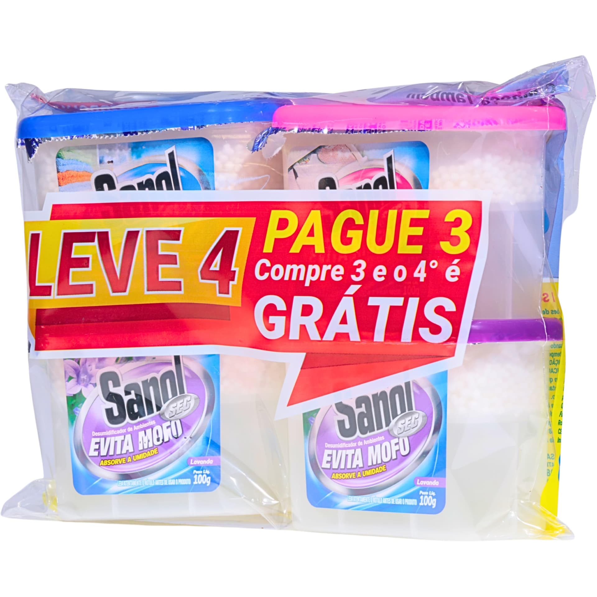 Evita Mofo Absorventes de Umidade (desumidificador), Leve 4 Pague 3 - 1 Neutro / 2 Lavanda / 1 Baby, Sanol, 4 X 100g, Colorido thumbnail 11