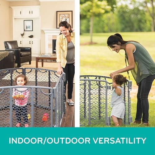 Evenflo Versatile Play Space Adjustable Play Area, Plastic, 8-Panel (Cool Gray) thumbnail 3