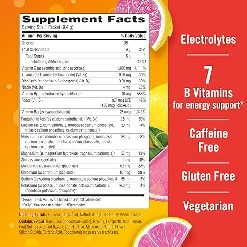 Emergen-C 1000mg Vitamin C Immune Support Powder Pink Lemonade 30CT includes Zinc, Manganese, 7 B Vitamins and Electrolytes for Back to School Essentials thumbnail 8