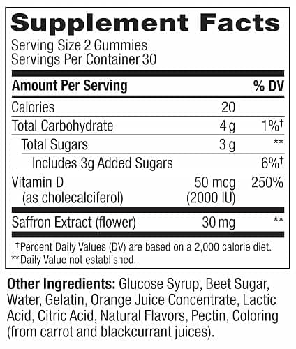 OLLY Hello Happy Gummy Worms, Mood Balance Support, Vitamin D, Saffron, Adult Chewable Supplement, Tropical Zing - 60 Count thumbnail 8