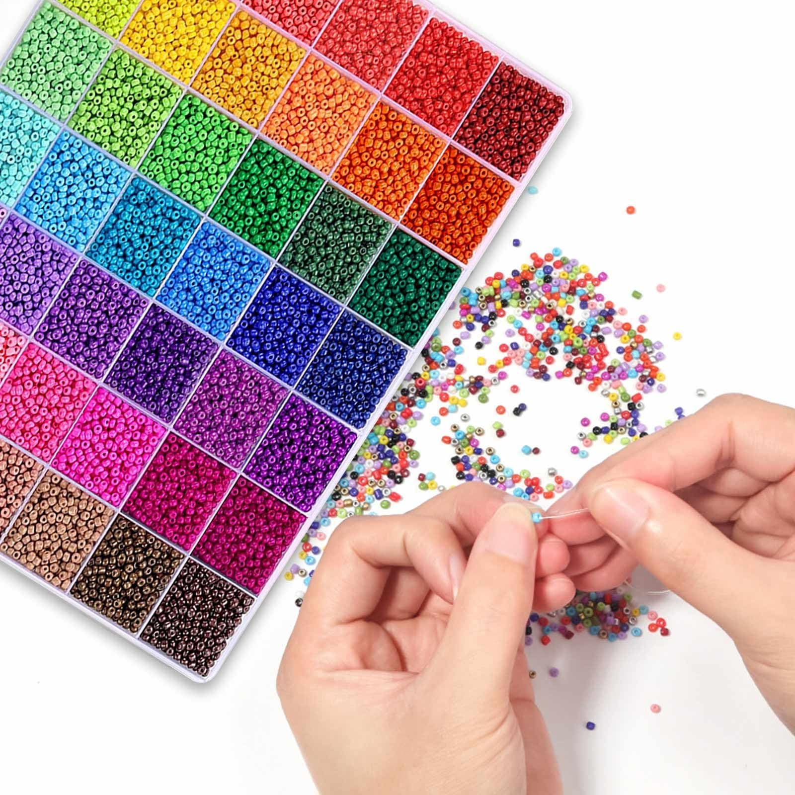 41 Colors Pony Beads, BetterJonny 3mm Glass Seed Beads Bracelet Necklace Beads with String Colorful Pony Seed Bead Small Rainbow Bead with Storage Box for DIY Jewelry Craft Making thumbnail 5