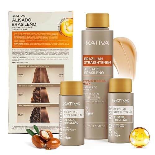 KATIVA Brazilian Keratin Treatment Kit – At-Home Formaldehyde-Free Hair Straightening with Hyaluronic Acid – Up to 12 Weeks Frizz Control for Curly, Wavy, Frizzy & Coarse Hair thumbnail 8