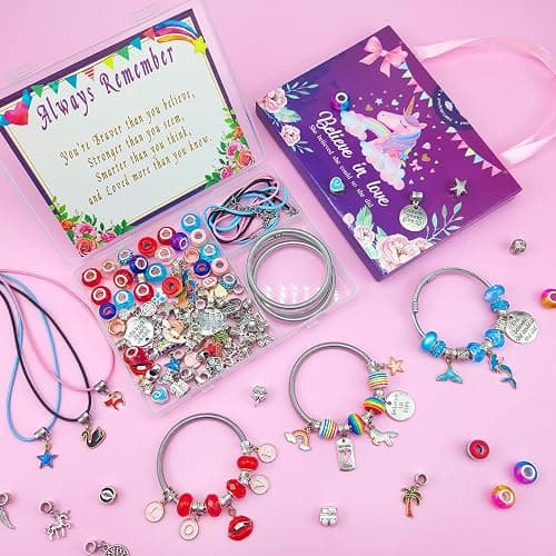 Charm Bracelet/Jewelry Making Kits for Kids Girls,Unicorn Birthday Gifts,Arts Crafts Toys for 5 6 7 8 9 12 Years Old Girls thumbnail 2