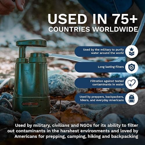 Survivor Filter PRO Portable Water Filter for Camping, Survival & Emergency | USA tested 3-stage 0.01 micron hand pump purifier, virus/bacteria/parasite & heavy metal removal, BPA-free, backpacking thumbnail 4