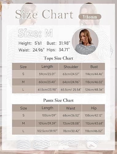 Ythomm Striped Pajamas Womens 2 Piece Sets Long Sleeve Tee Shirts Drawstring Wide Leg Pants Matching Sets Fall Lounge Outfits thumbnail 4