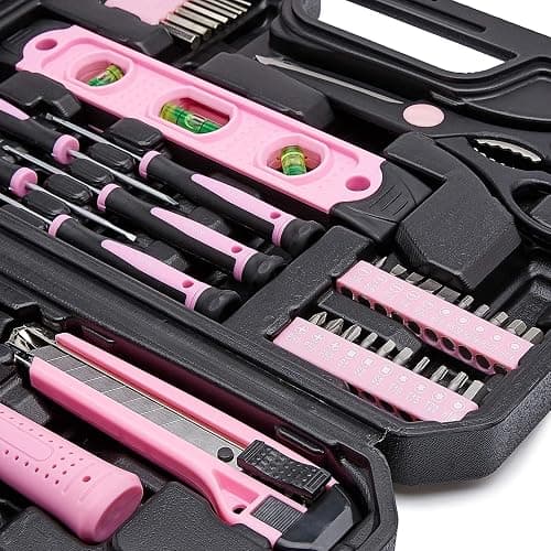 Amazon Basics Household Tool Kit With Storage Case, 142 Piece, Pink, 13.39 x 9.25 x 2.95 inch thumbnail 7