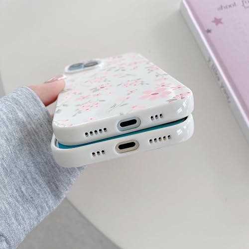QLTYPRI for iPhone 14 Plus Case, Cute Pink Floral Flower Pattern Aesthetic Phone Case, Raised Camera Protection Soft Slim TPU Shockproof Protective Phone Cover for Girls Women - Floral thumbnail 5