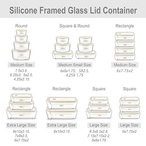 Urban Green Glass Food Container Set with Glass Lid, 6 Pack, Food Storage Containers Set, Airtight, LeakProof, Micowave Safe, 100% Plastic Free, Meal Prep Containers (White Color) thumbnail 5