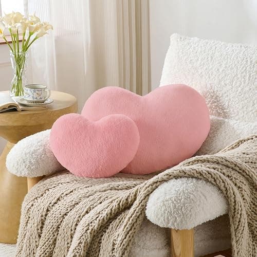 Nokrwit 2PCS Throw Pillows Cute Room Decor Heart Pillow Home Decor Decorative Couch Pillows Bed Pillows Outdoor Pillows Valentine Gifts,Pink 9"*13" thumbnail 2
