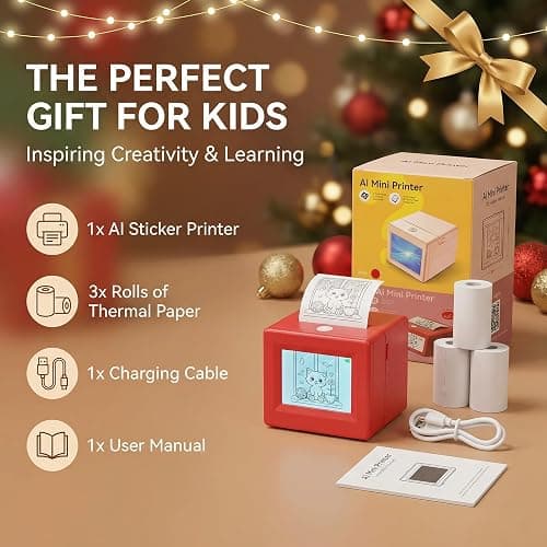 KYWYOYOU AI Sticker Printer for Kids, Voice-Activated Mini Thermal Printer with Smart AI Image Generator for Learning & DIY, Portable Sticker Maker Machine Compatible with iOS & Android. thumbnail 5