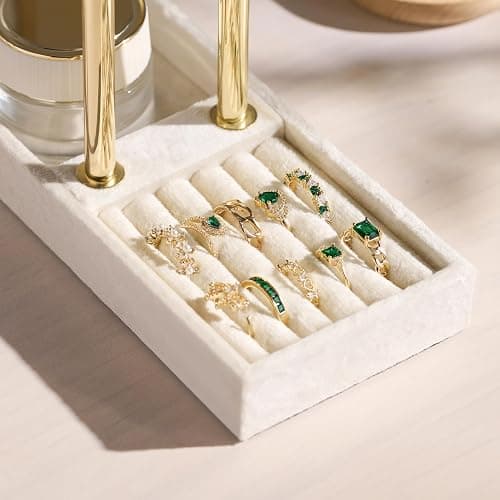 bussdis 2 Tier Bracelet Holder Display - Detachable T Bar Beige Velvet Bracelet Holder, Jewelry Holder Organizer for Bracelet, Necklace, Earrings, Rings thumbnail 7
