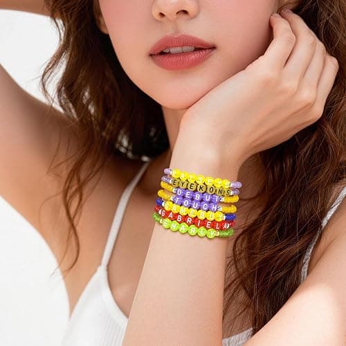 KYNOX KATSEYE Merch Bracelets Stackable Stretch Inspired Friendship Bracelets Gifts for Fans Concert Outfits Friendship Jewelry Gifts for Fans Women Men Pop (Soft pottery bracelet set D) thumbnail 2