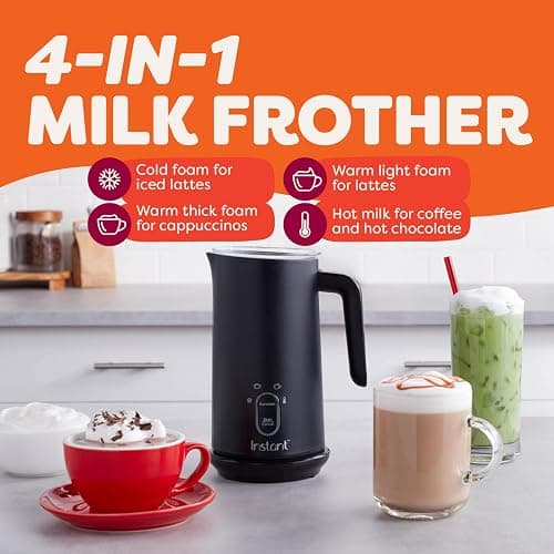 Instant Pot Milk Frother, 4-in-1 Electric Milk Steamer, 10oz/295ml Automatic Hot and Cold Foam Maker and Milk Warmer for Latte, Cappuccinos, Macchiato, From the Makers of Instant 500W, Black thumbnail 2