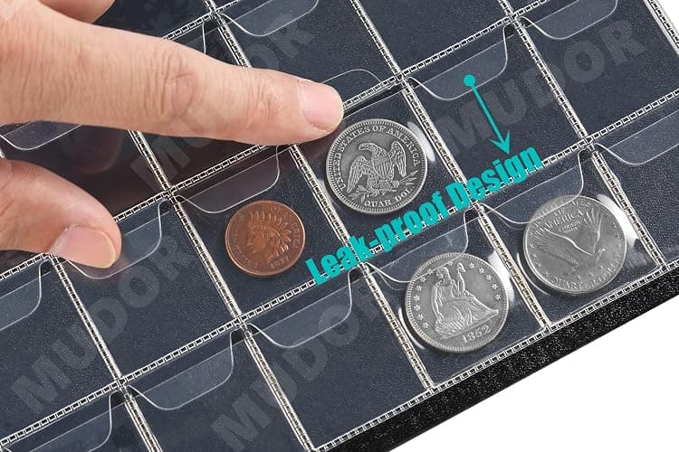 Coin Collection Holder Book for Collectors, PVC FREE, 240 Pockets Collecting Storage Album Organizer Supplies for Dime,Cent,Nickel,Quarter (240 Pockets) thumbnail 6