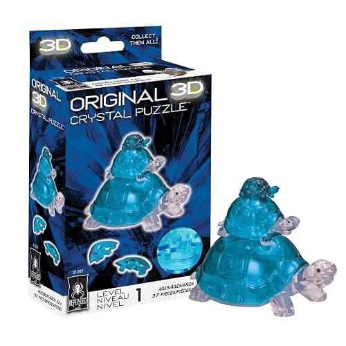 Turtles Standard Original 3D Crystal Puzzle from BePuzzled, 3 Dimensional Crystal Puzzles and Brainteasers for Puzzlers and Collectors Ages 12 and Up, and Display Item , Blue - Image 1