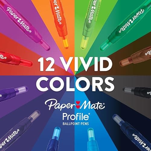 Paper Mate Profile Retractable Ballpoint Pens, Bold Point (1.4mm), Assorted Colors, 12 Count - Back to School, Office, Teacher Supplies thumbnail 7