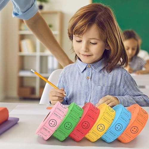 L LIKED 3000 Raffle Ticket Rolls, 6 Assorted Colors, 1x2 Inch Smile Ticket for Events, Entry, Class Reward, Parties, Giveaways&Prizes (Red, Orange, Green、Pink、Yellow、Blue) thumbnail 2