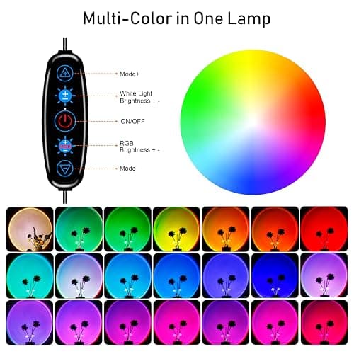 XEBKOR Sunset Lamp Projector Multicolor Changing LED Projection Lamps | 360° Rotation,Switch Button & APP Control Sunlight Lamps for Bedroom,Photography,Party,Tiktok Live,Room Decor thumbnail 3