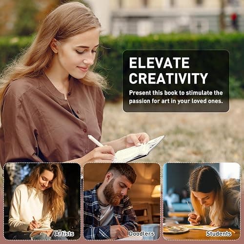 Moinchore Back to School Gifts Square Sketchbook 8 x 8 Inch Hardcover Art Sketch Book Drawing Papers 120 Pages, Mixed Media Journal Notebook with Elastic Closure Sketchbook for Drawing(Green) thumbnail 7