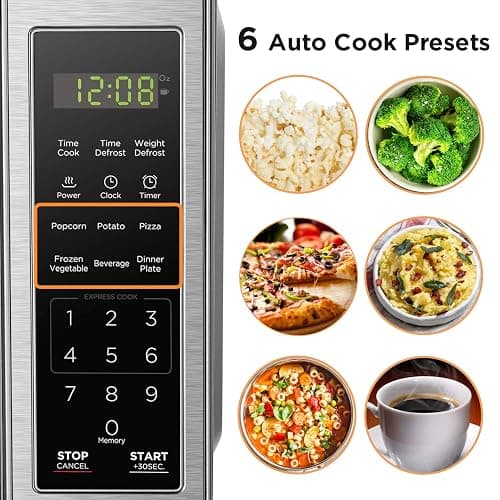 BLACK+DECKER EM720CB7 Digital Microwave Oven with Turntable Push-Button Door, Child Safety Lock, 700W, Stainless Steel, 0.7 Cu.ft thumbnail 2