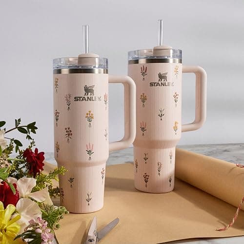 STANLEY Quencher H2.0 Tumbler with Handle and Straw | Cup Holder Compatible | Insulated Stainless Steel Cup | Mother's Day | BPA-Free | 30 oz | Rose Quartz Bouquets thumbnail 5
