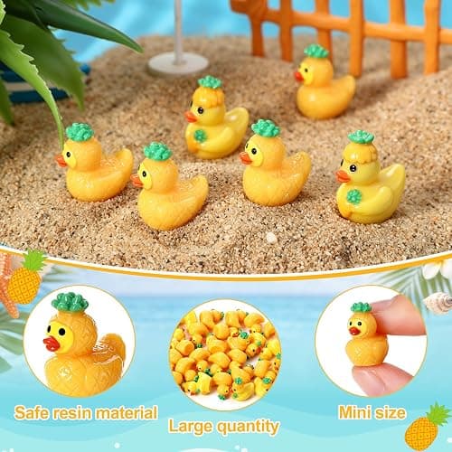GGSTDDUP 50 PCS Mini Resin Pineapple Ducks, Summer Tiny Resin Animals Figures to Hide, Cute Toy Figures for Miniature Landscape Garden Accessories Dollhouse Cake DIY Home Decoration Party Favors thumbnail 6