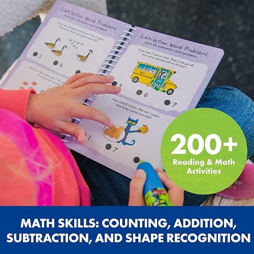 Educational Insights Hot Dots Pete The Cat Kindergarten Reading & Math Workbook - Kindergarten Workbooks with Interactive Pen, Homeschool Learning Books, Build Early Reading & Math Skills, Ages 5+ thumbnail 4