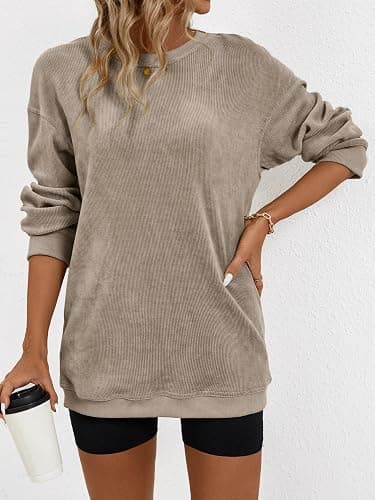 Jokeluck Women's Casual Corduroy Sweatshirts 2025 - Comfortable Long Sleeve Crewneck Pullovers for Fall and Winter thumbnail 4