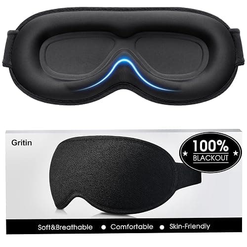 Gritin 100% Blackout Sleep Eye Mask for Women Men, Zero Pressure Sleep Mask | Ergonomic Design 3D Cutout Eye Movement and Eyelash Friendly Night Blindfold, Ultra Soft Comfortable for Sleeping - Image 1