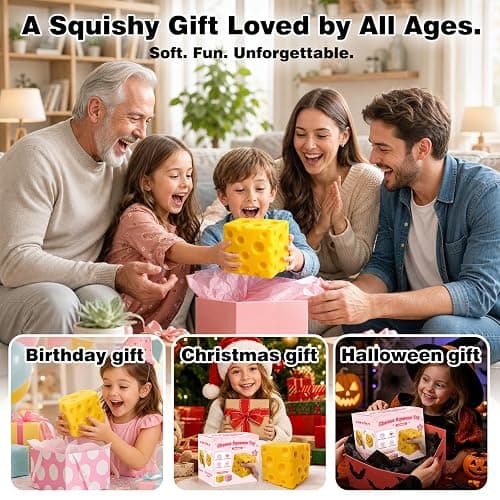 Big Cheese Squishy - 3.93in Jumbo Cheese Block Non-Rebound Giant Cheese | Big Squishy Cheese Stress Ball, Malleability Squeeze Toy, Giant Fidget Sensory Toy for Adults Teens Gifts thumbnail 6
