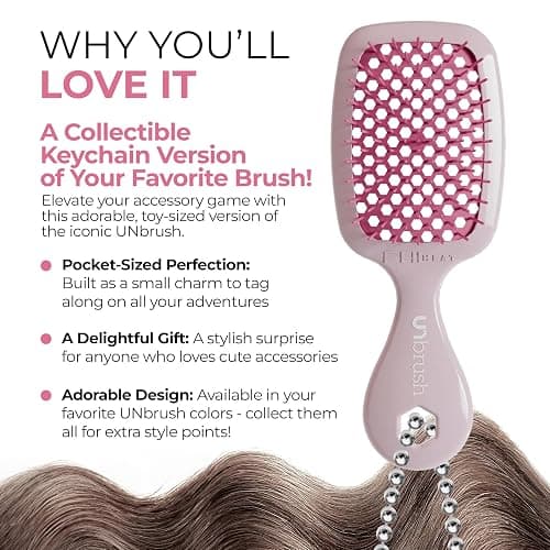 FHI Heat UNbrush Super Mini Hair Brush Keychain — Collectible Miniature Charm for Bags and Keys — Accessory for Beauty Lovers thumbnail 2