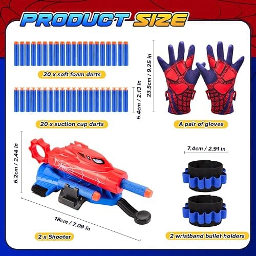 2 Sets Superhero Web Shooters for Kids Age 3-7,Adjustable Wrist Launcher Slinging Toy Set with 40 Darts,Ideal Birthday for Boys & Girls Imaginative Role-Play Costume Accessory thumbnail 2