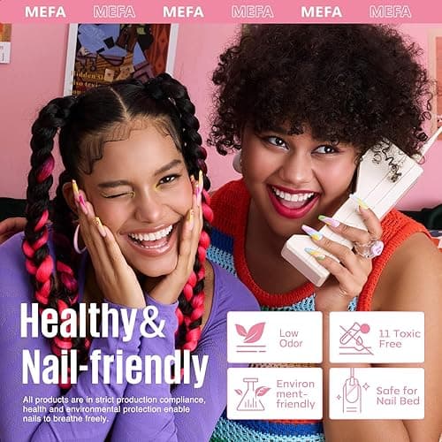 MEFA 19 Pcs Gel Nail Polish Kit with U V Light, 12 Colors All Seasons Nude Milky White Soak Off Gel Polish Nail Set with Base Top Coat Essential Manicure Tools Beginners Salon Nails DIY Art - 1-B Moonflower thumbnail 9