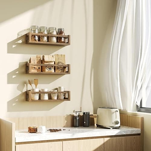 TidyCorner Upgraded Thick Floating Shelves - Multi-Use Wall-Mounted Bookshelves for Kids and Nursery, Ideal for Books, Toys, Spice Rack, Decor - Drak Walnut Brown thumbnail 8