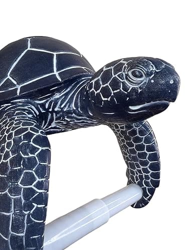 Sea Turtle Wall Mount Toilet Paper Roll Holder Rustic Nautical Dark Navy Blue/White Coastal Decor – Weathered Finish thumbnail 4